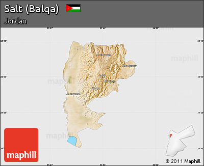 Satellite Map of Salt (Balqa), single color outside