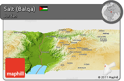 Physical Panoramic Map of Salt (Balqa)