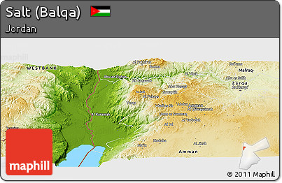 Physical Panoramic Map of Salt (Balqa)