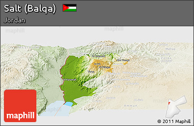 Physical Panoramic Map of Salt (Balqa), lighten