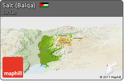 Physical Panoramic Map of Salt (Balqa), lighten