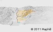 Satellite Panoramic Map of Salt (Balqa), lighten, desaturated