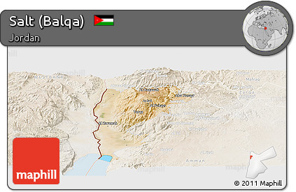 Satellite Panoramic Map of Salt (Balqa), lighten