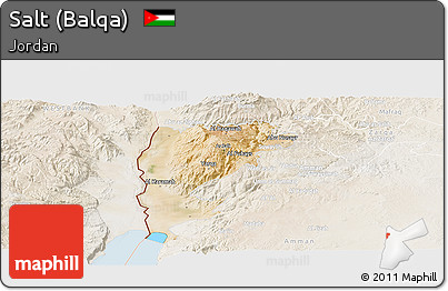 Satellite Panoramic Map of Salt (Balqa), lighten