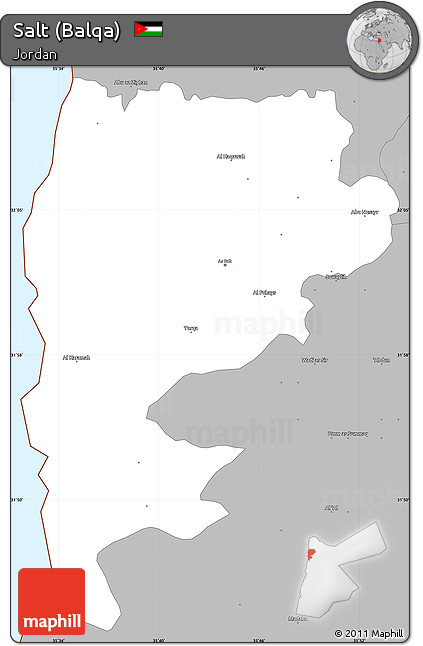 Gray Simple Map of Salt (Balqa)