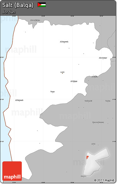Gray Simple Map of Salt (Balqa)