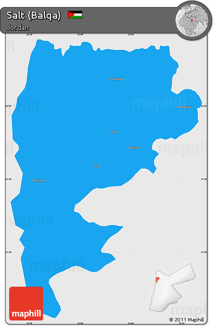 Political Simple Map of Salt (Balqa), single color outside