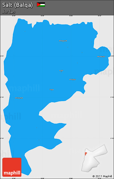 Political Simple Map of Salt (Balqa), single color outside