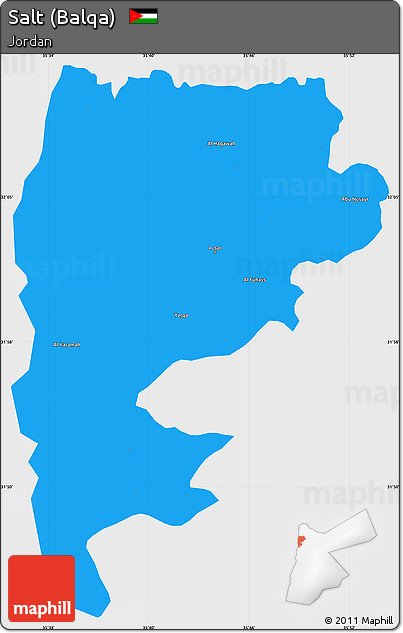 Political Simple Map of Salt (Balqa), single color outside
