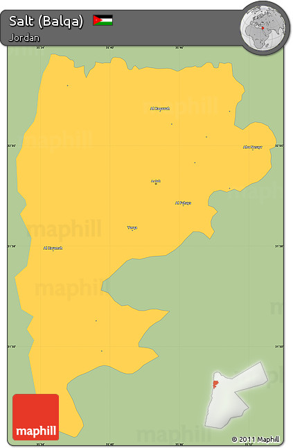 Savanna Style Simple Map of Salt (Balqa), single color outside