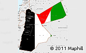 Flag Simple Map of Jordan, single color outside, borders and labels, flag aligned to the middle