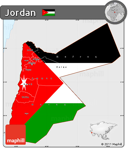 Flag Simple Map of Jordan, single color outside