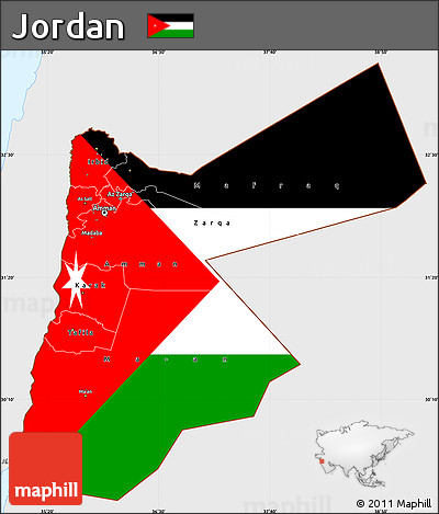 Flag Simple Map of Jordan, single color outside