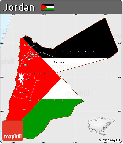 Flag Simple Map of Jordan, single color outside