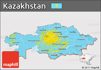 Flag 3D Map of Kazakhstan