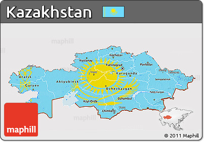 Flag 3D Map of Kazakhstan