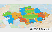 Political 3D Map of Kazakhstan, lighten