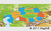 Political 3D Map of Kazakhstan, physical outside