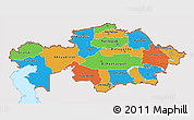 Political 3D Map of Kazakhstan, single color outside, bathymetry sea