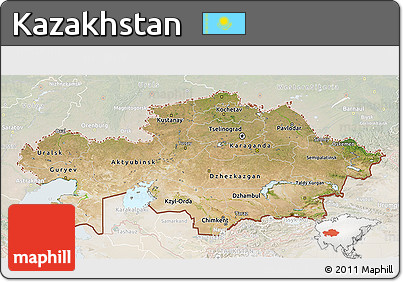 Satellite 3D Map of Kazakhstan, lighten