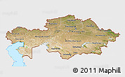 Satellite 3D Map of Kazakhstan, single color outside, bathymetry sea