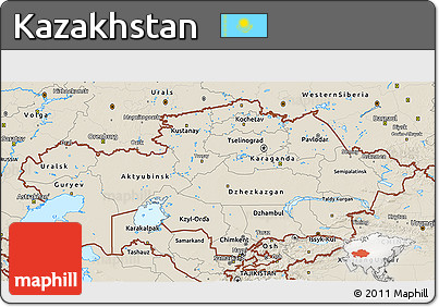 Shaded Relief 3D Map of Kazakhstan