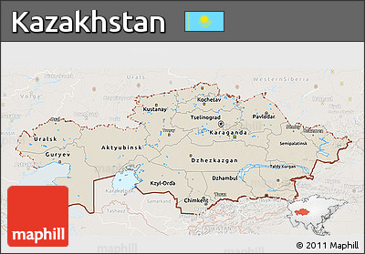 Shaded Relief 3D Map of Kazakhstan, lighten
