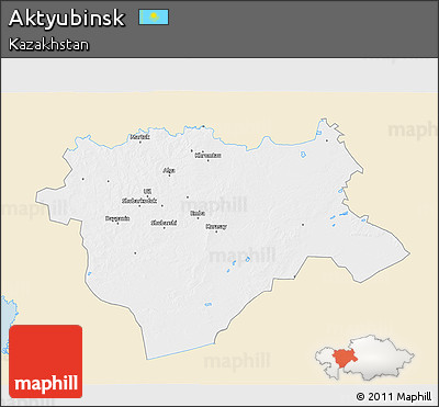 Classic Style 3D Map of Aktyubinsk, single color outside