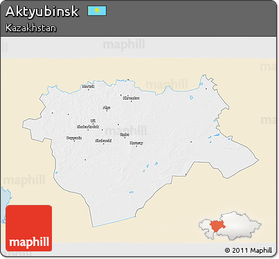 Classic Style 3D Map of Aktyubinsk, single color outside
