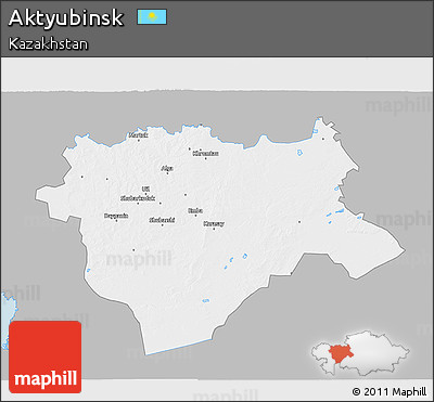 Gray 3D Map of Aktyubinsk, single color outside