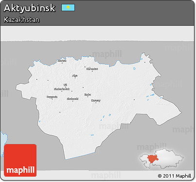 Gray 3D Map of Aktyubinsk, single color outside