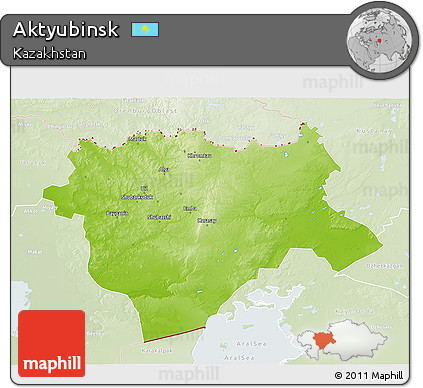 Physical 3D Map of Aktyubinsk, lighten