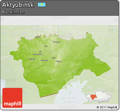 Physical 3D Map of Aktyubinsk, lighten