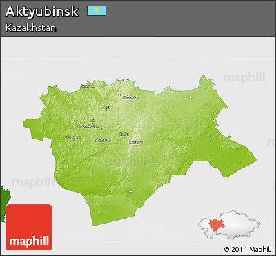 Physical 3D Map of Aktyubinsk, single color outside