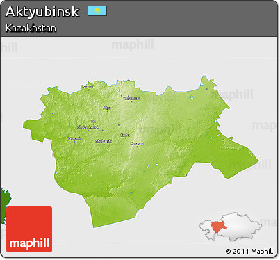 Physical 3D Map of Aktyubinsk, single color outside