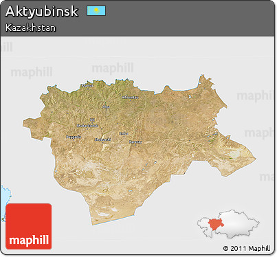 Satellite 3D Map of Aktyubinsk, single color outside