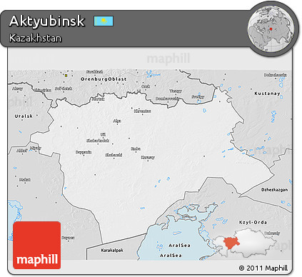 Silver Style 3D Map of Aktyubinsk