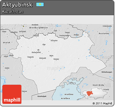 Silver Style 3D Map of Aktyubinsk