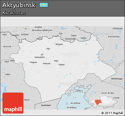 Silver Style 3D Map of Aktyubinsk