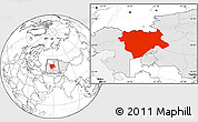 Blank Location Map of Aktyubinsk, highlighted country