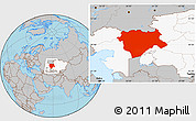 Gray Location Map of Aktyubinsk, highlighted country
