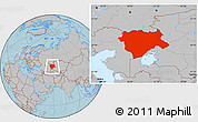 Gray Location Map of Aktyubinsk, hill shading