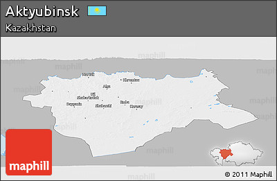 Gray Panoramic Map of Aktyubinsk, single color outside
