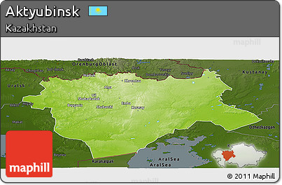 Physical Panoramic Map of Aktyubinsk, darken
