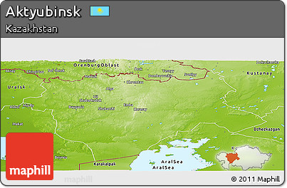 Physical Panoramic Map of Aktyubinsk