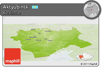Physical Panoramic Map of Aktyubinsk, lighten