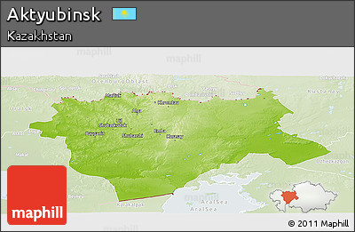 Physical Panoramic Map of Aktyubinsk, lighten