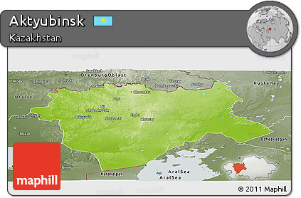 Physical Panoramic Map of Aktyubinsk, semi-desaturated