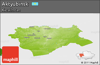 Physical Panoramic Map of Aktyubinsk, single color outside