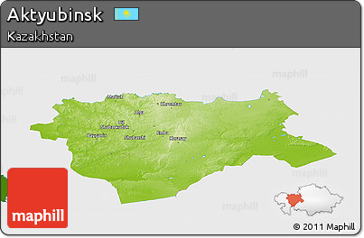 Physical Panoramic Map of Aktyubinsk, single color outside